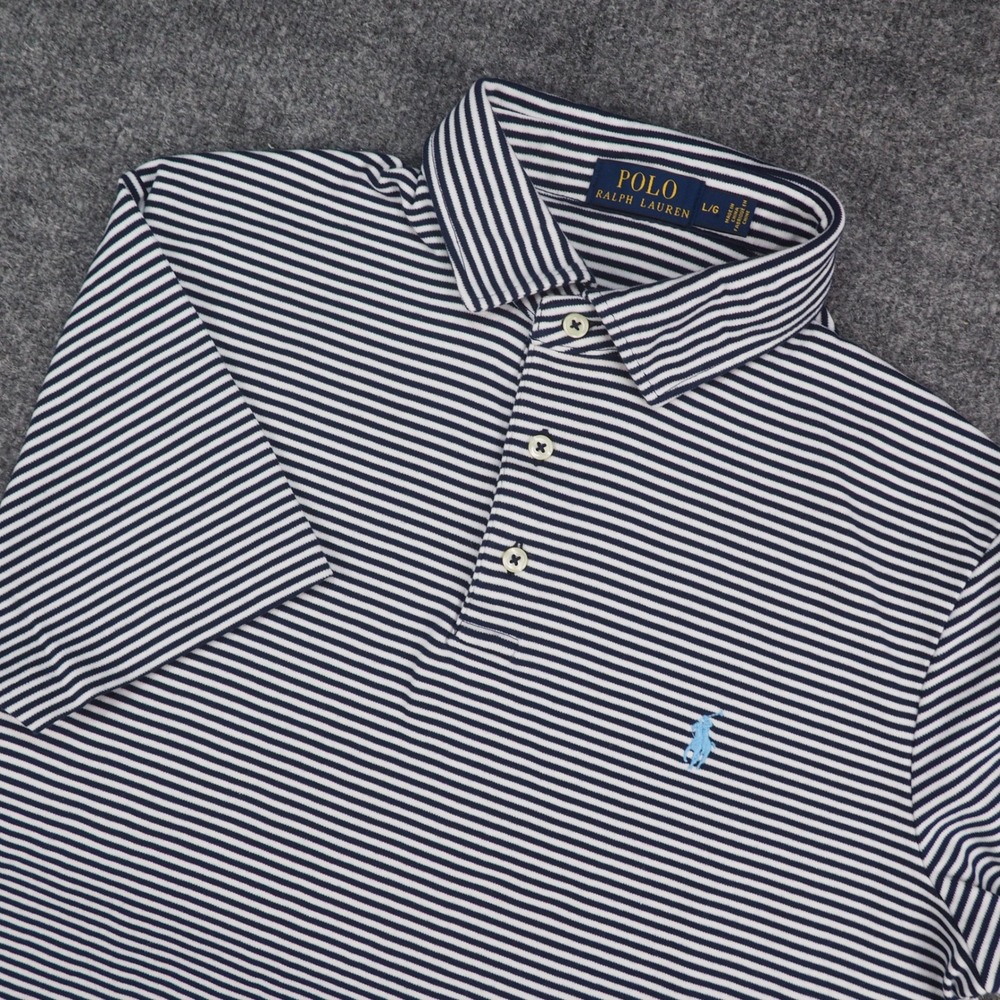 Polo Ralph Lauren Shirt Mens Large Polo Navy White Striped Preppy Nautical